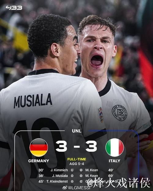 欧国联-基米希独造3球 德国3-3战平意大利以总分5-4晋级四强